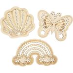 Holzform mit L�chern, Regenbogen, Muschel, Schmetterling, Gr��e 7,5-13 cm, 24 St�ck