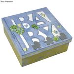 SALE Pappmach�-Dose quadrat, 16x16x6 cm, BABY
