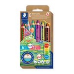 Staedtler Kindermalstift 3in1, Kartonetui, 6 Duo-Effekt-Stifte + Spitzer