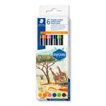 Staedtler wasservermalbare Doppelfasermaler 3001, Set Afrika, 6 Farben sortiert