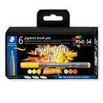 Staedtler Pigment Arts Brush Pen 6er Set, Gelb-Orange-T�ne