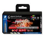 Staedtler Pigment Arts Brush Pen 6er Set, Rot-Braun-T�ne
