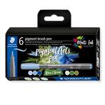 Staedtler Pigment Arts Brush Pen 6er Set, Blau-Gr�n-T�ne
