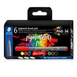 Staedtler Pigment Arts Brush Pen 6er Set, Basic-T�ne