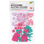 Moosgummi Glitter-Sticker Einhorn, 37 St�ck sortiert