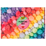 Pompons Mix Box Jumbo Pastell, 300g, ca. 900 St�ck, � 1,5-4cm, farbig sortiert