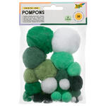 Pompons, 30 Stck., Ton in Ton Mix, Gr�n