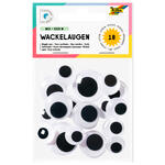Wackelaugen Mix mittel, selbstklebend, 18 St�ck, 14-25mm sortiert
