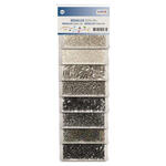 NEU Rocailles/Stifte Perlen-Mix, 40 g, Weiss/Silber/Grau/Schwarz-T�ne
