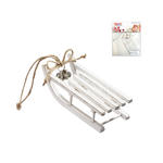 Holzschlitten mit Gl�ckchen 12x5x3,3 cm, wei�