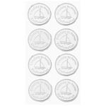 NEU Sticker Einladung Konfirmation, Schiff silber, Beutel mit 8 St�ck