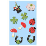 SALE Holz-Sticker Gl�cksbringer, Gr��e ca. 3,5 cm, Beutel mit 10 St�ck