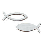 SALE Holzstreuteil Fisch 3,5 cm, 2-fach sortiert, Box mit 16 St�ck, grau