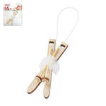 Hobbyfun Mini-Ski mit St�cken, 6,5cm, hellbraun