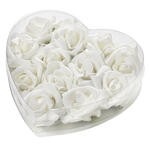 NEU Deko-Rosen, weiss, Gr��e 5 cm, Herzbox mit 12 St�ck