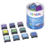 NEU Stempelkissen-Set Mini Aqua, 3 x 3 cm, auf �l/Wasser-Basis, 10 sortierte Farben
