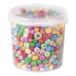 NEU Holzperlen-Eimer, KiGa / Schul-Gro�packung, Pastell, Gr��en ca. 6-25mm, 2,5 Liter