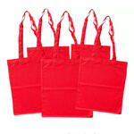 Sparpack, Baumwolltasche lange Tragegriffe, 38x42 cm, Rot, 12 St�ck