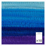 Chenilledraht / Pfeifenputzer / Biegepl�sch, 8mm x 50cm, 10 Stk., Mix Blaut�ne