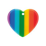 Kunststoff-Anh�nger, Itoshii, Herz, gestreift, 26 x 23 x 3 mm, 1 Stk, Regenbogen