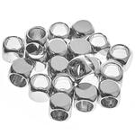 Metall Gro�loch-Perlen, Itoshii Ponii, W�rfel, 5 x 5 mm, 20 Stk, Silber