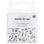 Kunststoff-Perlen, Buchstaben Mix, rund, 7 x 4 mm, 165 Stk, Wei�