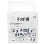 Kunststoff-Perlen, Itoshii, Buchstaben Mix, W�rfel, 6 x 6 x 6 mm, 99 Stk, Wei�