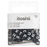 Kunststoff-Perlen, Itoshii, Buchstaben Mix, W�rfel, 6 x 6 x 6 mm, 99 Stk, Schwarz