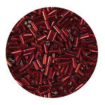 Rocailles-Perlen St�bchen, 6,75 mm, 14 g, Rot mit Silbereinzug