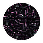 Rocailles-Perlen St�bchen, 6,75 mm, 14 g, Brombeer mit Silbereinzug