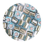 Rocailles-W�rfel-Perlen Itoshii Cube, 3 x 3 mm, 6 g, T�rkis mit Goldeinzug