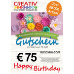 Geschenkgutschein nur ONLINE - Happy Birthday - Wert 75,00 �