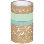 NEU Deko Tape / Klebeband, 5 Rollen, Natur Bl�tter Blau