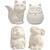 Tier-Spardosen Terrakotta, 4 St�ck, Eule, Fuchs, Igel, Hase, H�he 9-10 cm, Wei�
