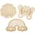Holzform mit L�chern, Regenbogen, Muschel, Schmetterling, Gr��e 7,5-13 cm, 24 St�ck
