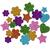 Moosgummifiguren, 100 sortiert, Sterne, Blumen und Herzen, Durchmesser 19+29 mm