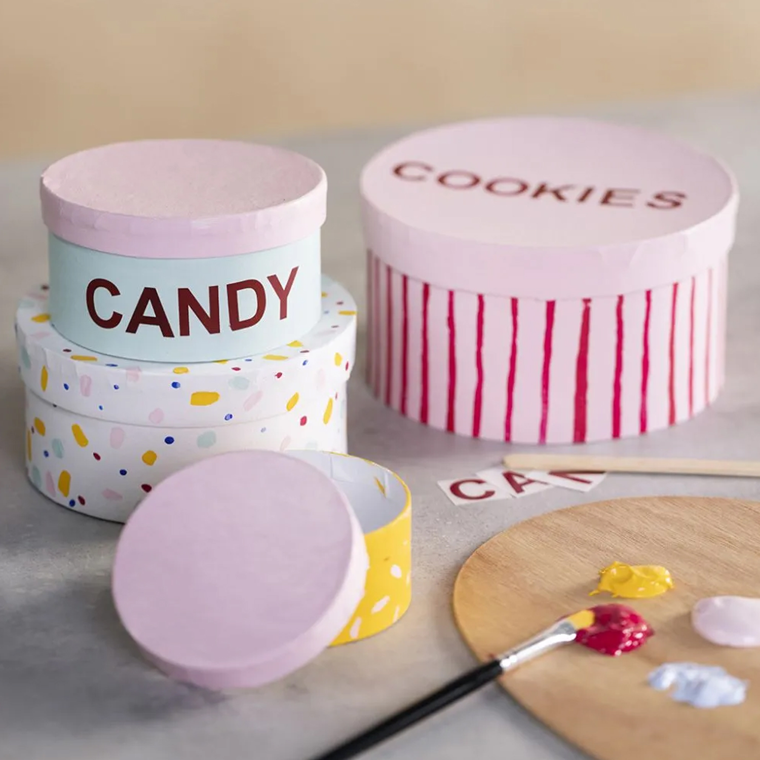 NEU Schachteln / Geschenkkartons rund, 4er Set, H 4+5+6+7 cm, � 8+10+12+14 cm Bild 4
