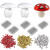 DIY Set Pailletten-Pilze, Kinder-Bastelset, Geschenkset, 3 Styroporpilze 12cm, 3 Pack Pailletten, Stecknadeln 10mm