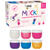 NEU MUCKI Fingerfarbe f�r K�nigskinder, 6x 50 ml Set, Wei�, Feenstaub-Rosa, Pink, Violett, Blau, Goldschatz - MUCKI K�nigskinder Set 6x 50 ml