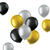 NEU Latex-Luftballons gl�nzend, 33cm, bunt gemischt, 100 St�ck - Gl�nzend Schwarz/Silber/Gold