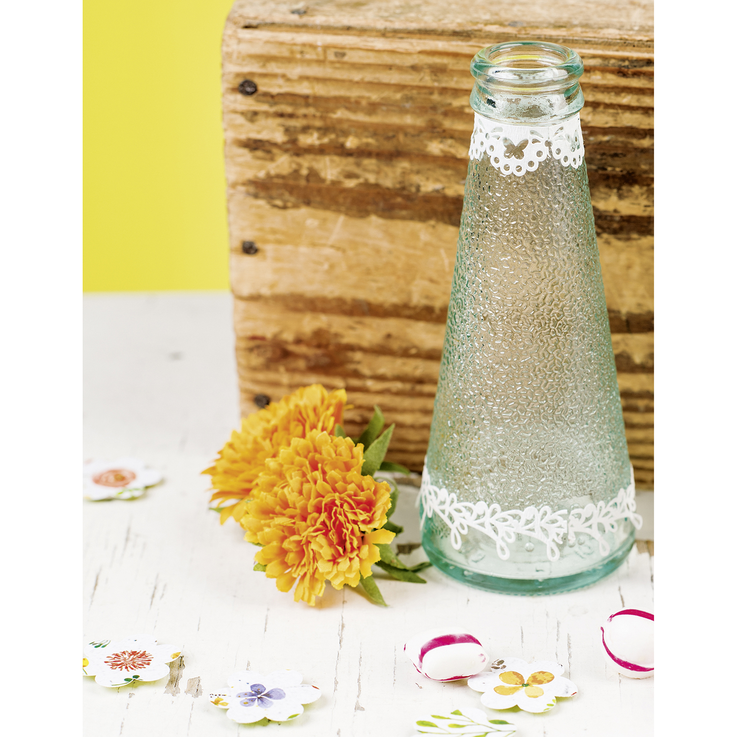 NEU Papierspitze selbstklebend, 2 m x 10 mm, Blumen Wei� Bild 5