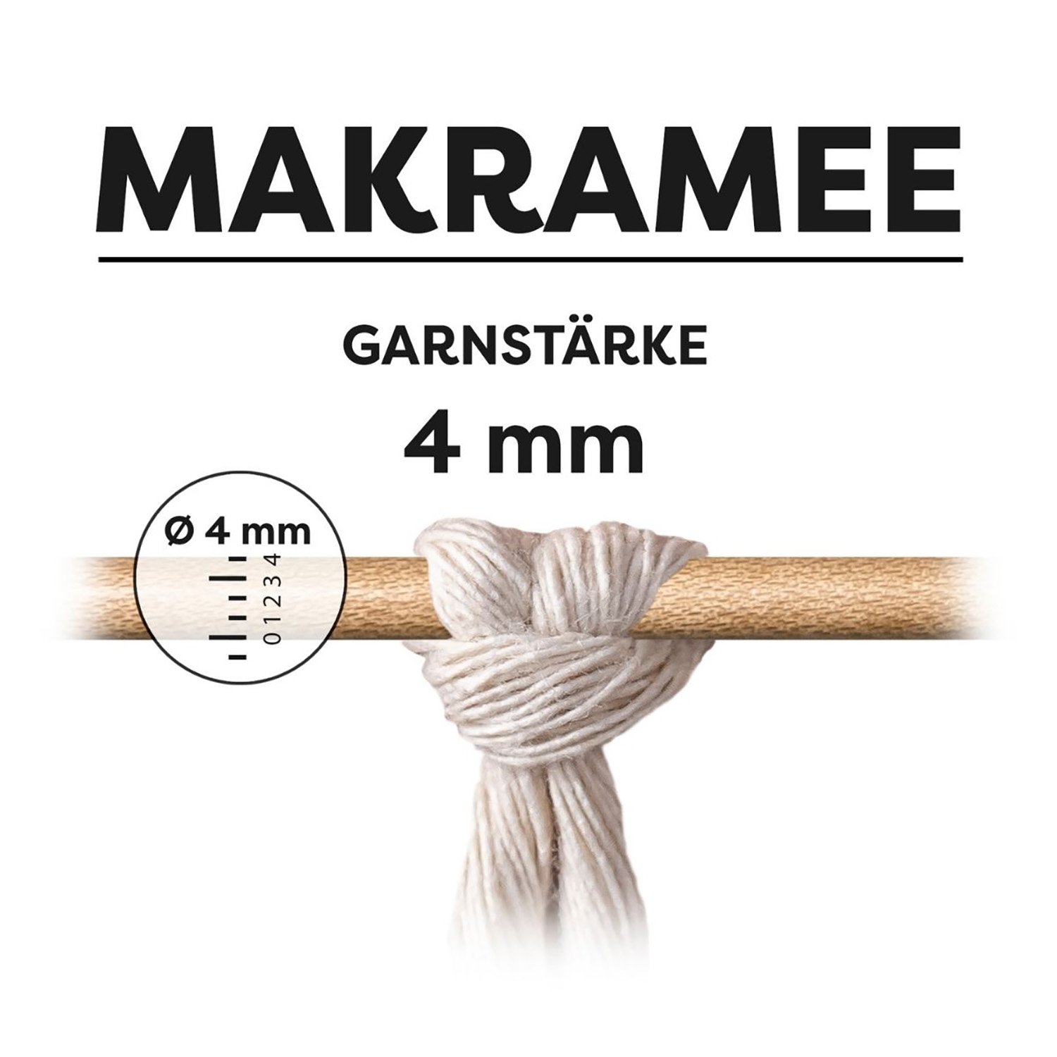 NEU myboshi Makramee-Garn / Baumwollgarn zum Kn�pfen, 4 mm gezwirnt, 50 m, Farbton: Wei� Bild 3