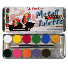 Eulenspiegel Gesichtsschminke, Farbmix, 12 Farben Metall-Palette