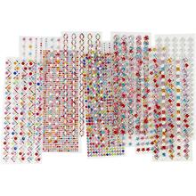 Strassstein-Sticker, � 2-10 mm, 27x9 cm, 12 Blatt sortiert