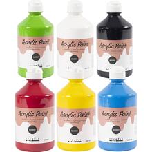 Acrylfarbe Gl�nzend, Prim�rfarben, 6 x 500 ml
