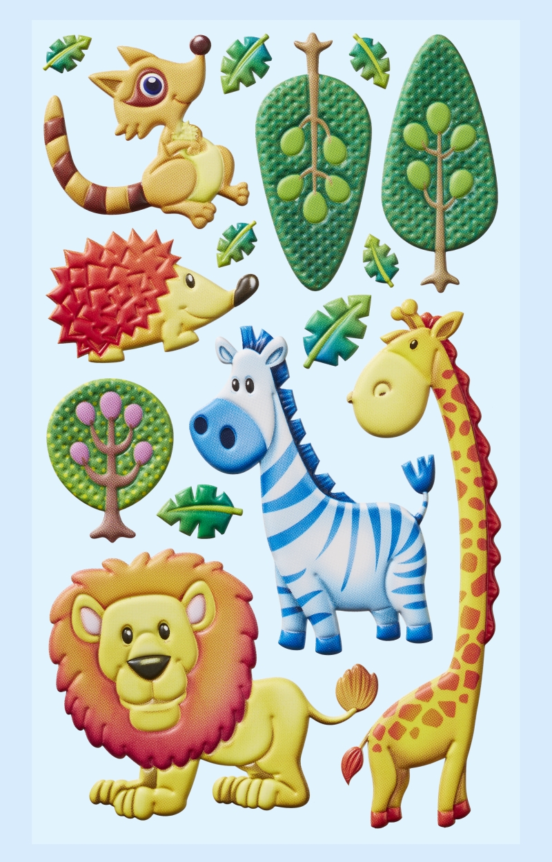 SALE SOFTY 3-D Sticker / Aufkleber, Lustige Tiere III, 1 Bogen