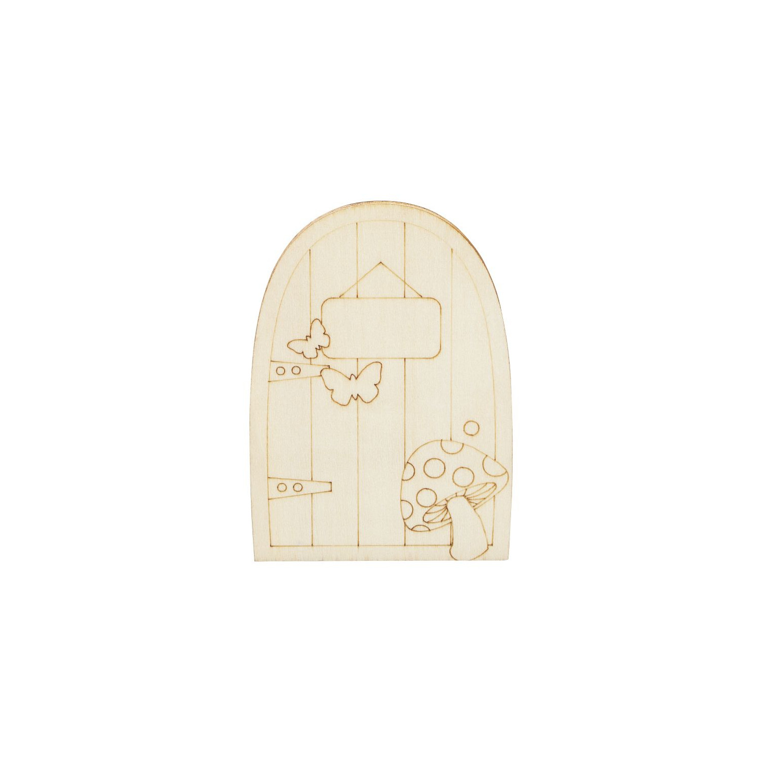 SALE Miniatur T�r / Wichtelt�r mit Pilzmotiv, Holz, 6 x 10 x 0,3 cm