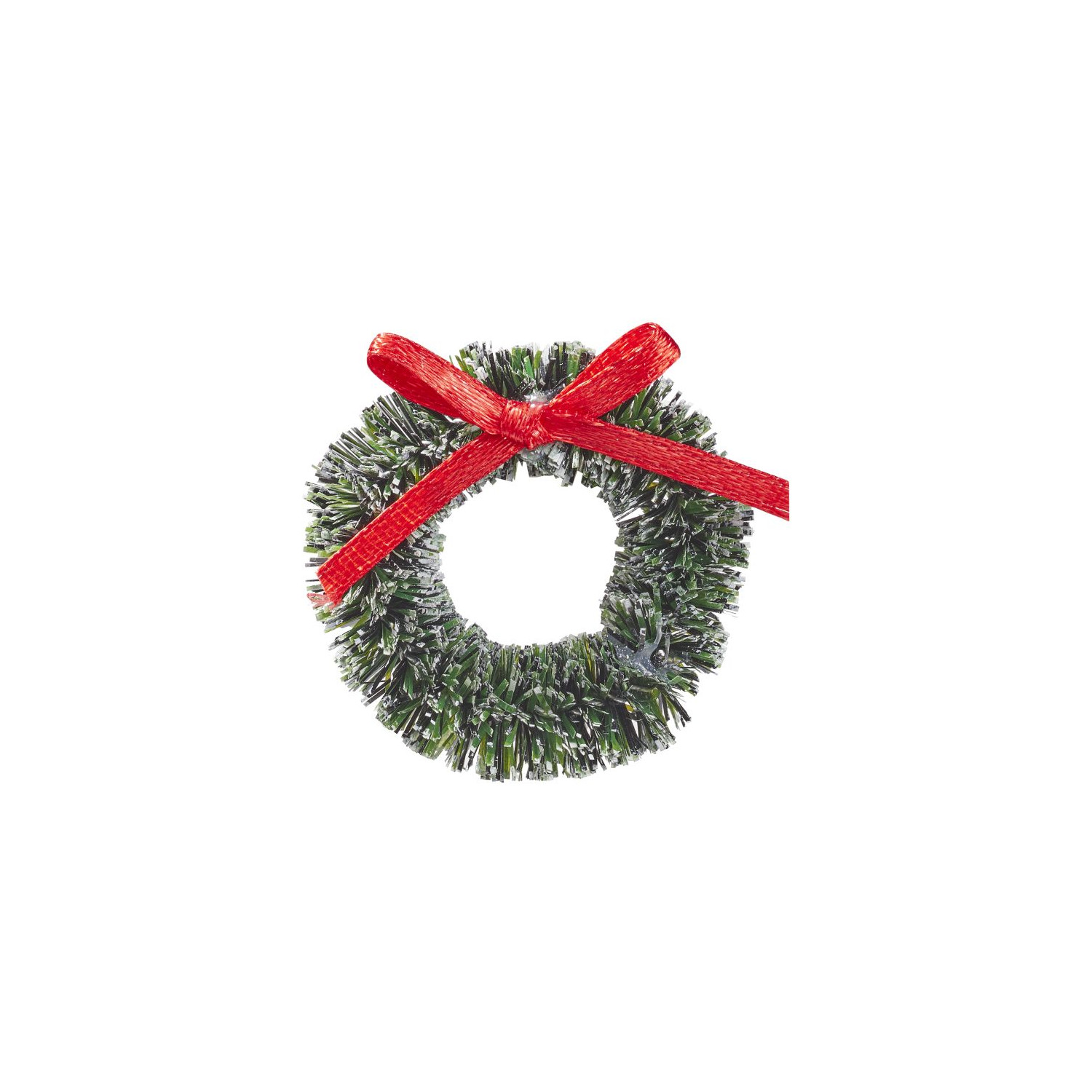 NEU Miniatur Tannen-Kranz, gr�n mit Schleife, Kunststoff, ca. 3,8 cm