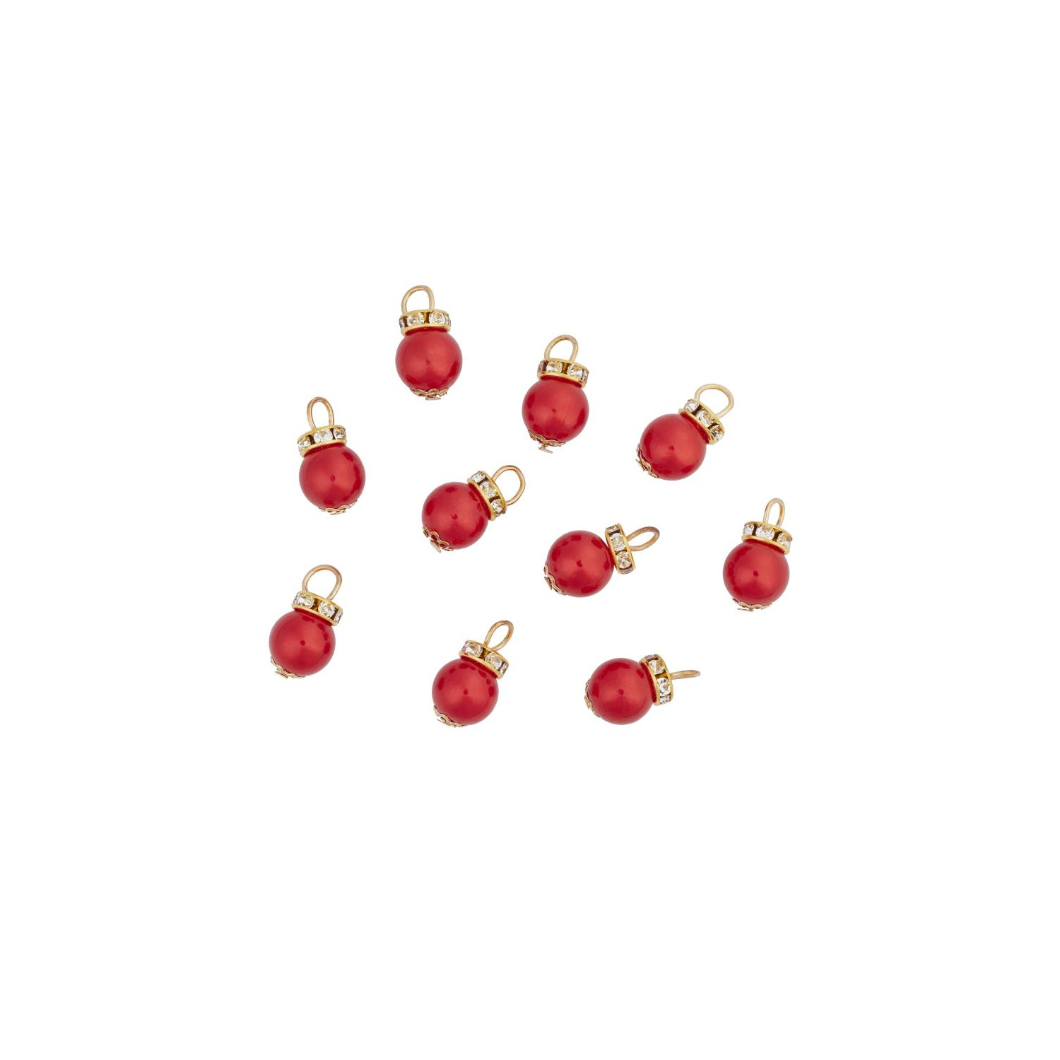 NEU Miniatur Christbaumkugeln aus Kunststoff, rot, 10 St�ck, ca. 1 cm