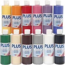 Plus Color Bastelfarbe, Standard-Farben, 12 x 250 ml